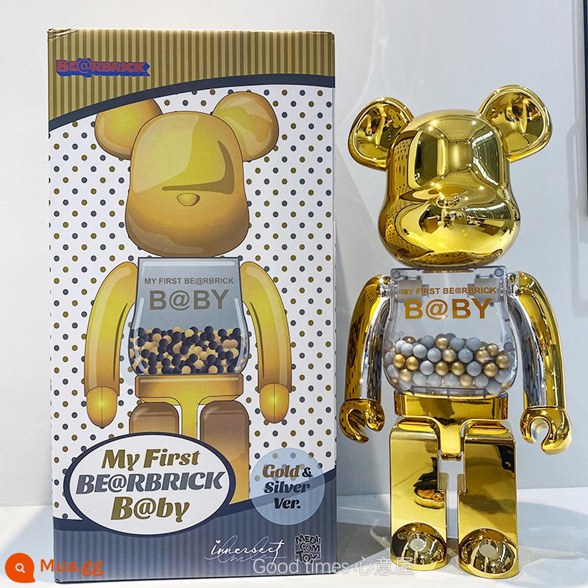 bearbrick bạo lực gấu thủy triều chơi mạ điện khối xây dựng gấu trang trí phòng khách nghệ thuật mô hình búp bê búp bê thủy triều mù hộp - xanh hải quân