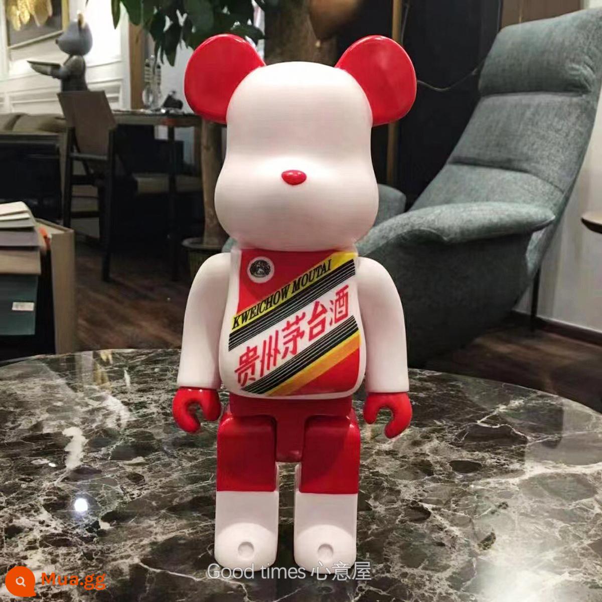 Bearbrick lưới đỏ bạo lực gấu búp bê trang trí phòng khách xây dựng mô hình khối búp bê gấu dâu tây gấu mù hộp quà tặng - xám nhạt