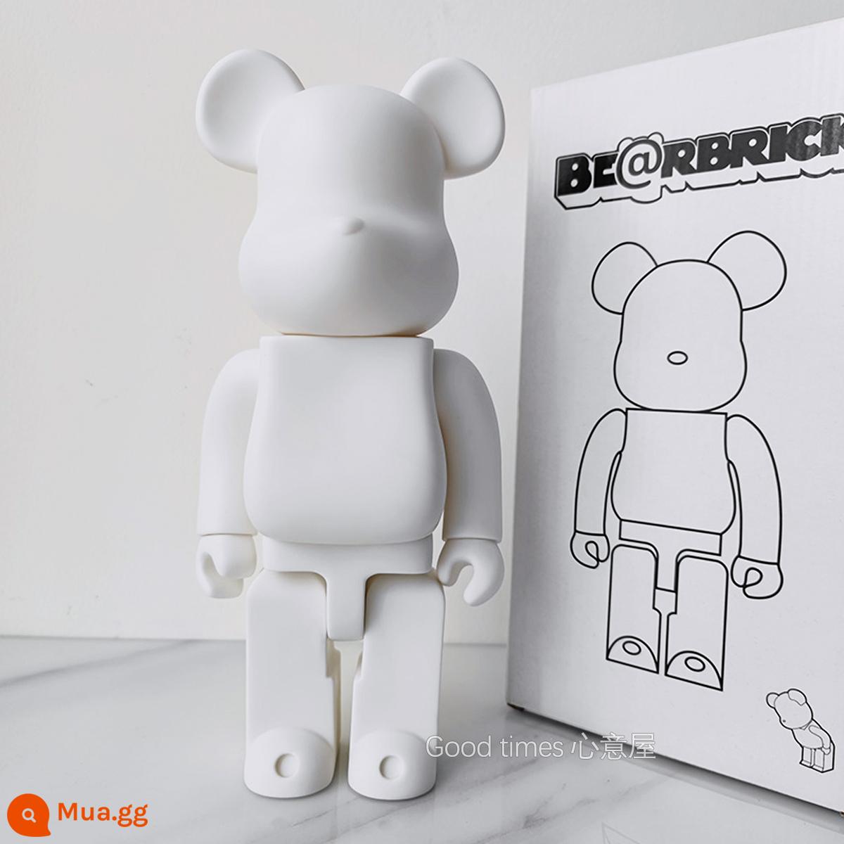 Bearbrick lưới đỏ bạo lực gấu búp bê trang trí phòng khách xây dựng mô hình khối búp bê gấu dâu tây gấu mù hộp quà tặng - màu trắng tinh khiết