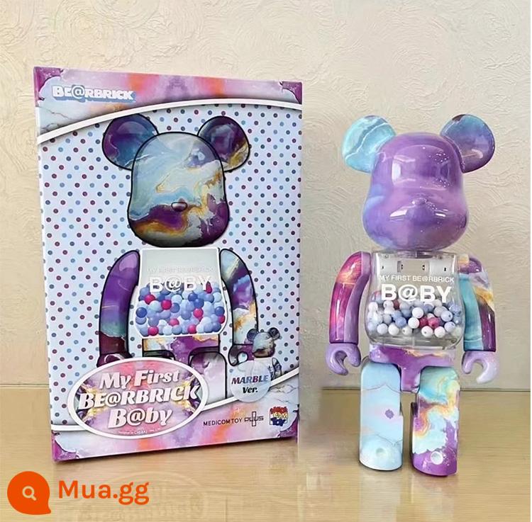 Bearbrick400% bạo lực gấu khối xây dựng gấu trang trí phòng khách mô hình trang trí búp bê Van Gogh búp bê triều chơi gấu - màu vàng