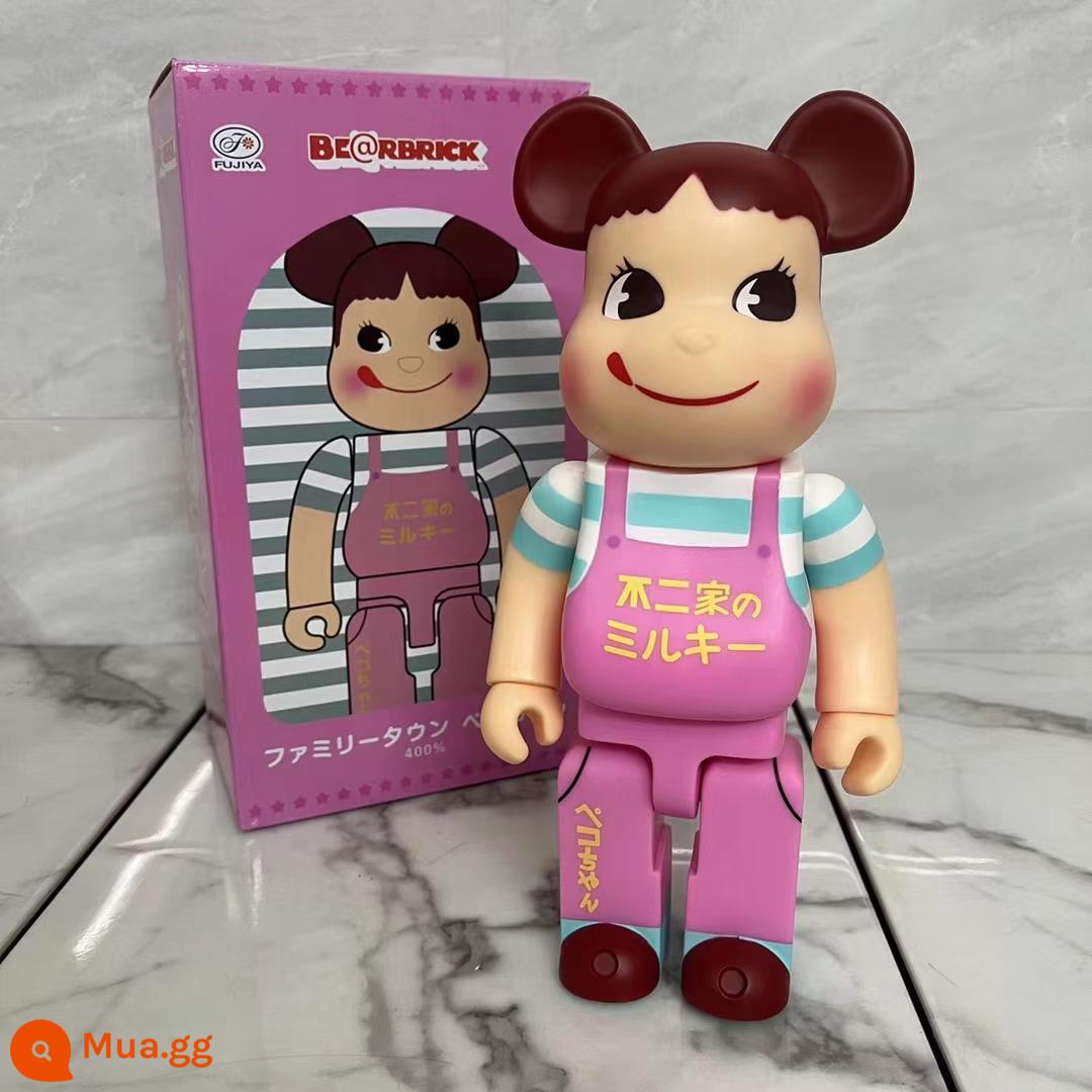 Bearbrick lưới đỏ bạo lực gấu búp bê trang trí phòng khách xây dựng mô hình khối búp bê gấu dâu tây gấu mù hộp quà tặng - màu vàng