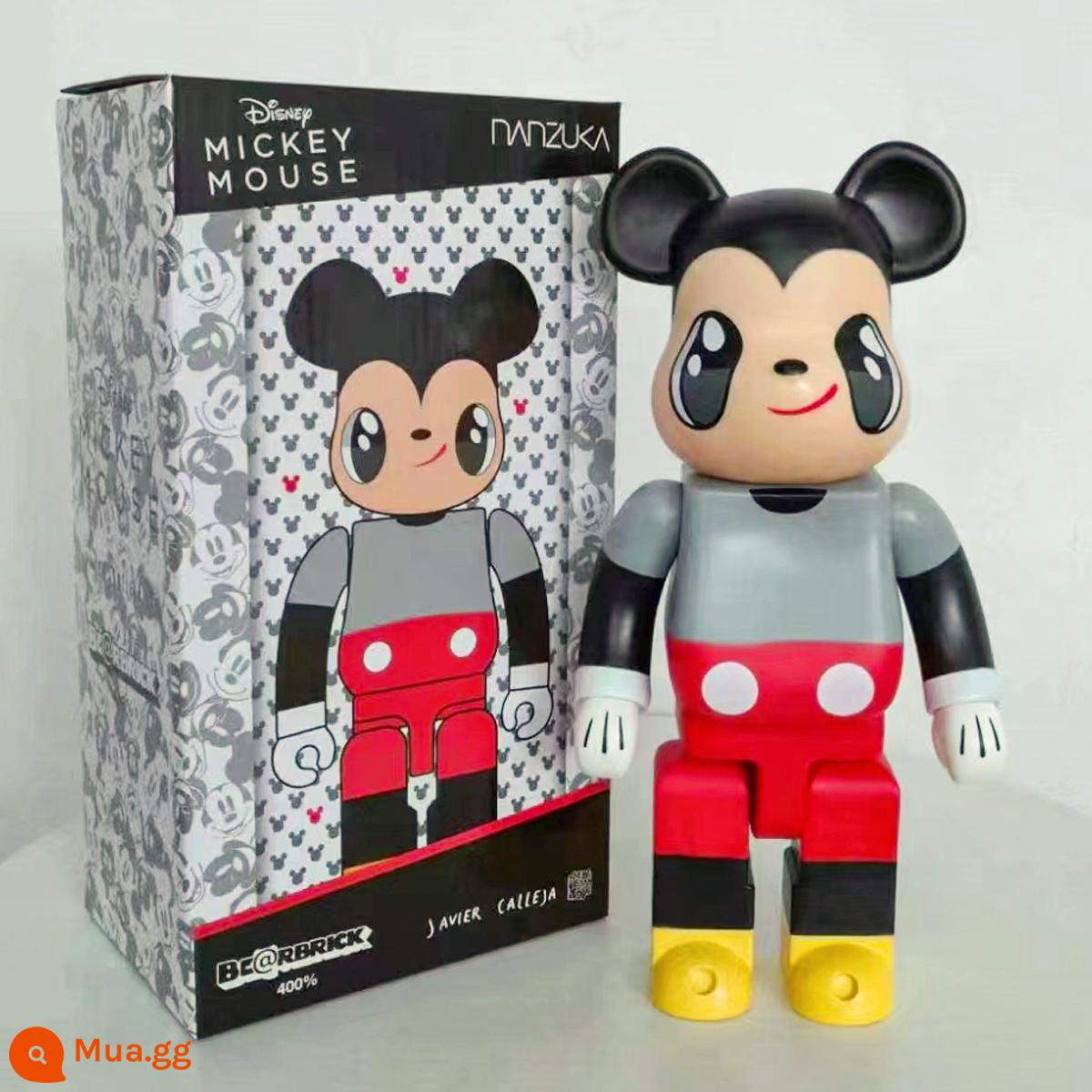 Bearbrick lưới đỏ bạo lực gấu búp bê trang trí phòng khách xây dựng mô hình khối búp bê gấu dâu tây gấu mù hộp quà tặng - Mickey mắt to