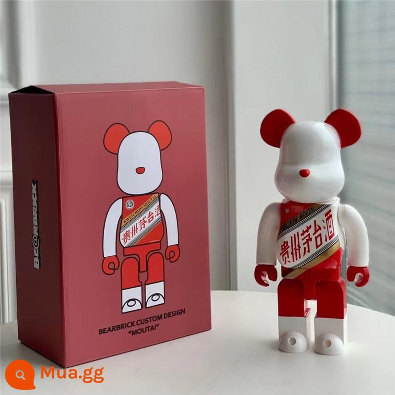 Bearbrick400% bạo lực gấu khối xây dựng gấu trang trí phòng khách mô hình trang trí búp bê Van Gogh búp bê triều chơi gấu - Hoa hồng đỏ