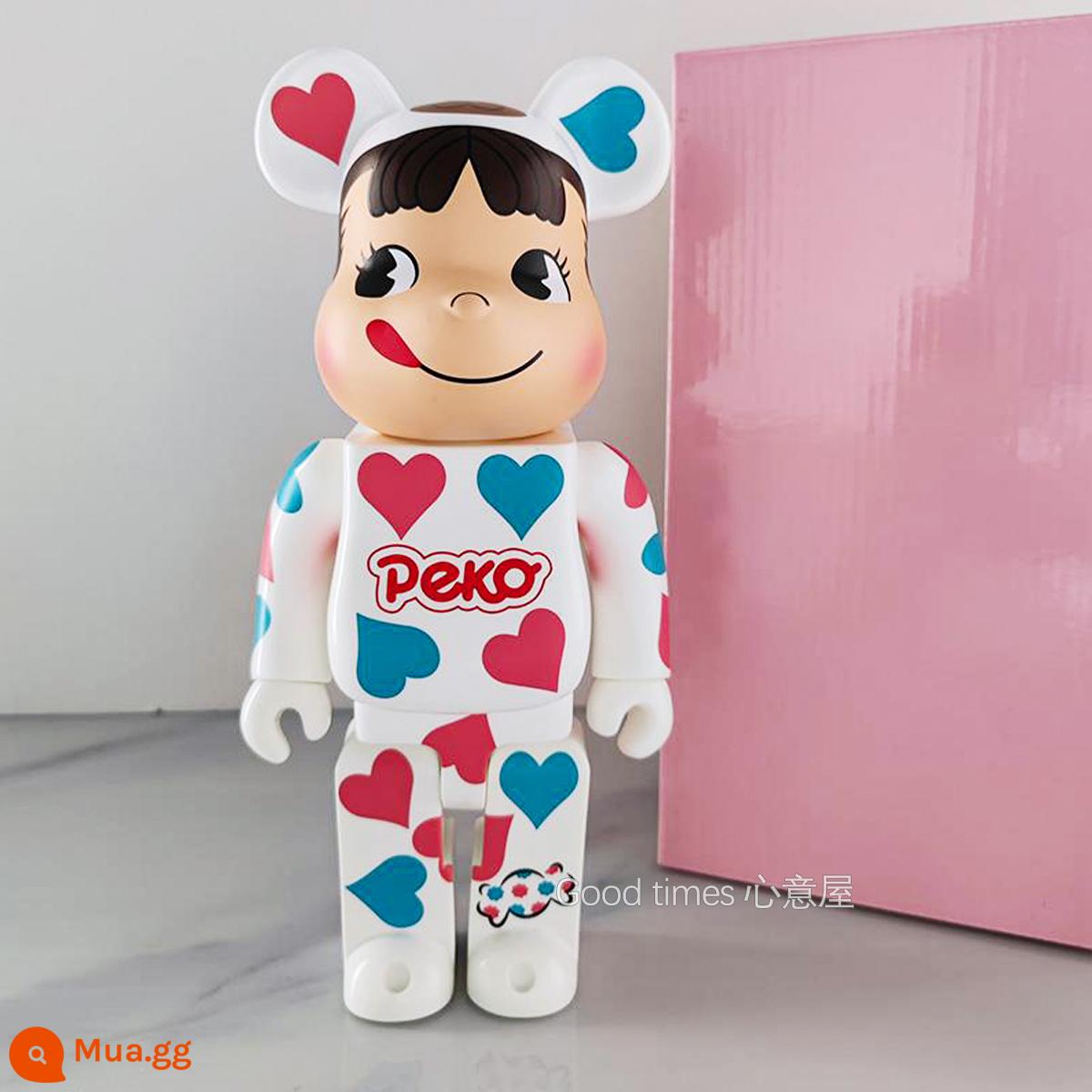 Bearbrick lưới đỏ bạo lực gấu búp bê trang trí phòng khách xây dựng mô hình khối búp bê gấu dâu tây gấu mù hộp quà tặng - vàng nhạt