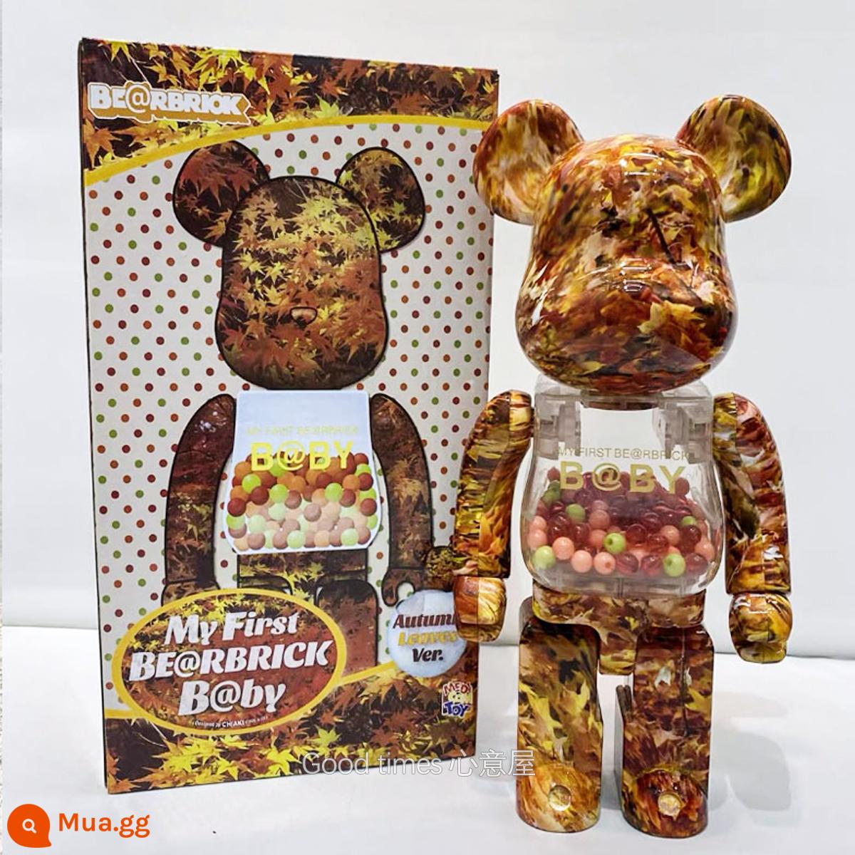 Bearbrick400% bạo lực gấu khối xây dựng gấu trang trí phòng khách mô hình trang trí búp bê Van Gogh búp bê triều chơi gấu - Lá phong Qianqiu (phiên bản cao cấp có khớp bấm)