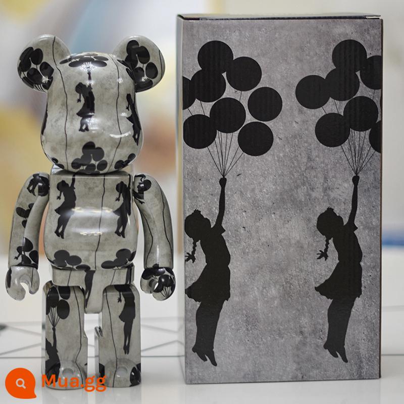 Bearbrick400% bạo lực gấu khối xây dựng gấu trang trí phòng khách mô hình trang trí búp bê Van Gogh búp bê triều chơi gấu - Balloon Girl (phiên bản cao cấp có khớp bấm)