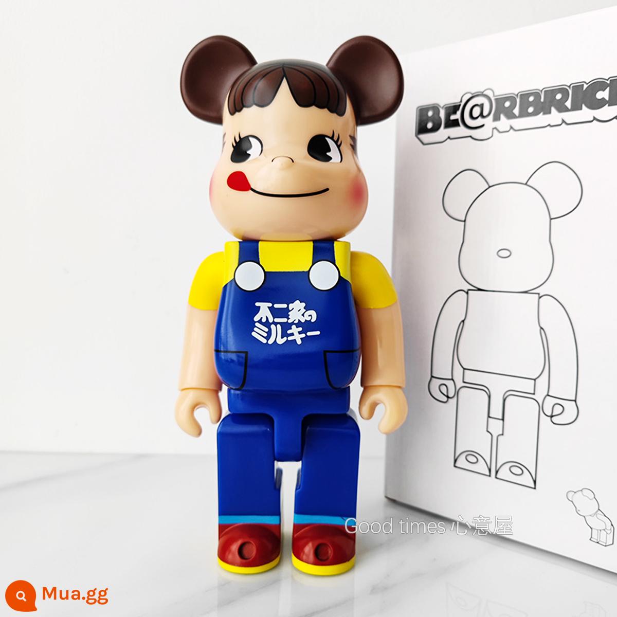 Bearbrick lưới đỏ bạo lực gấu búp bê trang trí phòng khách xây dựng mô hình khối búp bê gấu dâu tây gấu mù hộp quà tặng - Vàng tươi