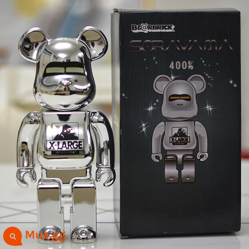 bearbrick bạo lực gấu thủy triều chơi mạ điện khối xây dựng gấu trang trí phòng khách nghệ thuật mô hình búp bê búp bê thủy triều mù hộp - màu vàng huỳnh quang