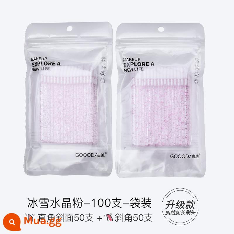 Đóng gói riêng lẻ 100 miếng cọ môi dùng một lần dính di động làm nhòe son môi cọ trang điểm son môi đặc biệt son môi - Bột pha lê-50 xiên + 50 thẳng (túi)