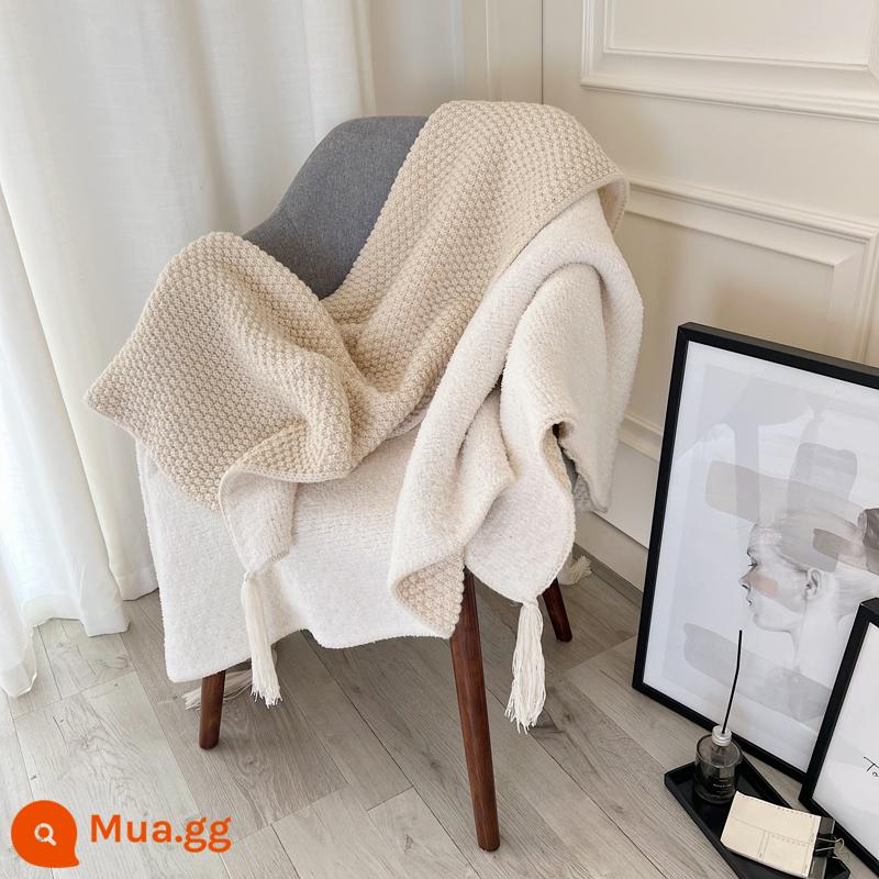 Ins Gió Bắc Âu Ngủ Trưa Văn Phòng Sofa Chăn Điều Hòa Chăn Dệt Kim Nhỏ Chăn Khăn Choàng Bao Chăn Chăn Giường Khăn - trắng nhạt cộng với nhung