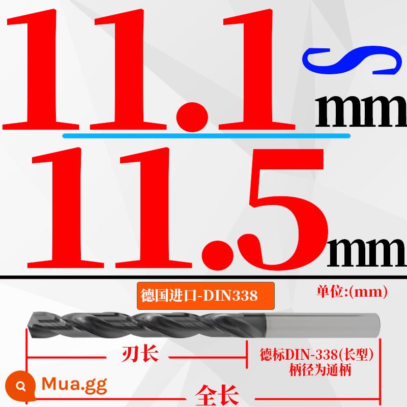 Đức nhập khẩu cứng hợp kim thép vonfram mũi khoan độ cứng cao loại ngắn xử lý nhiệt khuôn thép đúc mũi khoan xoắn 3-20mm - (11,1-11,5) mm * 94 chiều dài lưỡi * 142 tổng chiều dài (1 nhánh) cái đục dài