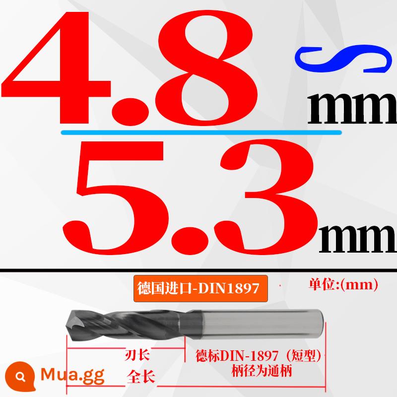 Đức nhập khẩu cứng hợp kim thép vonfram mũi khoan độ cứng cao loại ngắn xử lý nhiệt khuôn thép đúc mũi khoan xoắn 3-20mm - (4,8-5,3) mm * 26 chiều dài lưỡi * 62 tổng chiều dài (1 nhánh) đục ngắn