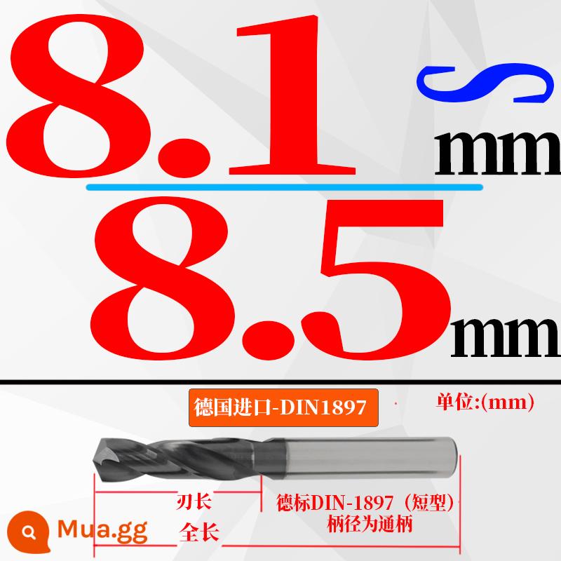 Đức nhập khẩu cứng hợp kim thép vonfram mũi khoan độ cứng cao loại ngắn xử lý nhiệt khuôn thép đúc mũi khoan xoắn 3-20mm - (8.1-8.5) mm*37 chiều dài lưỡi dao*80 tổng chiều dài (1 nhánh) đục ngắn