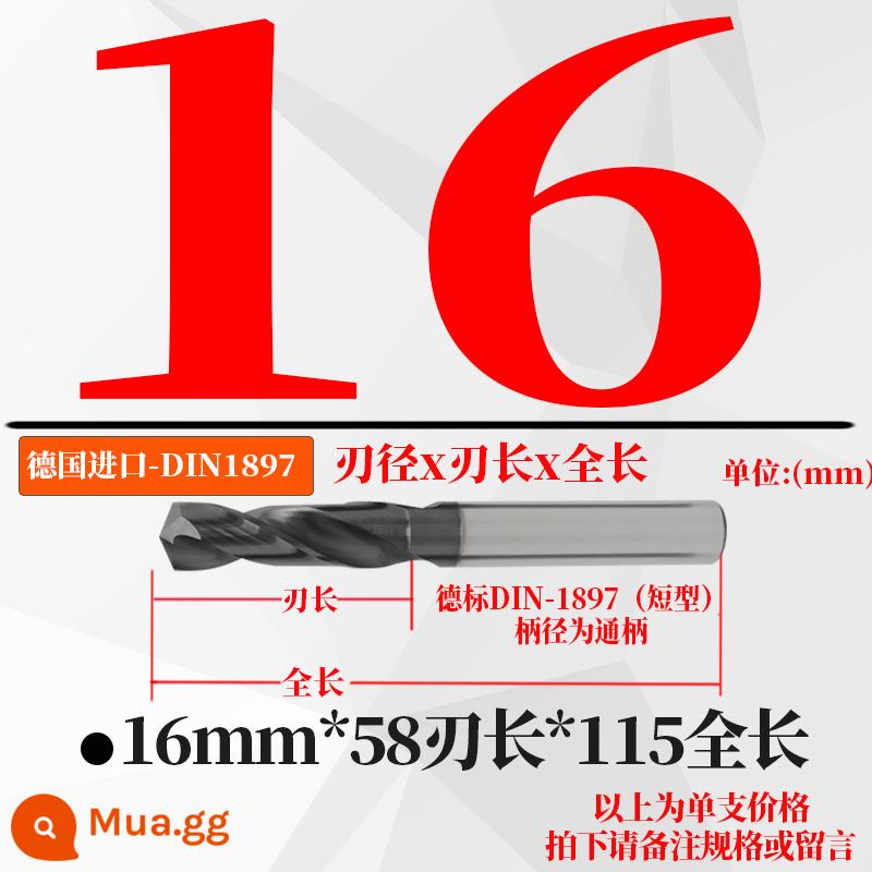 Đức nhập khẩu cứng hợp kim thép vonfram mũi khoan độ cứng cao loại ngắn xử lý nhiệt khuôn thép đúc mũi khoan xoắn 3-20mm - Đục ngắn 16,0mm * 58 * 115 tổng chiều dài (1 nhánh)