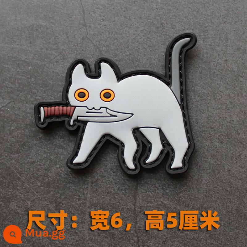 Mèo cá tính băng tay sáng tạo Velcro kitty có thể có bất kỳ suy nghĩ xấu nào tinh thần chương cao su PVC chương túi dán - mèo màu xanh