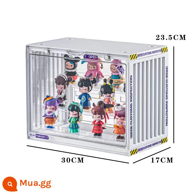 Bubble Mart SKULPPANDA Night City Series Mô Hình Thiền Định Quà Tặng Trang Trí Xu Hướng Mù Hộp Búp Bê - Hộp trưng bày hộp đựng không đèn-màu trắng (không bao gồm em bé)