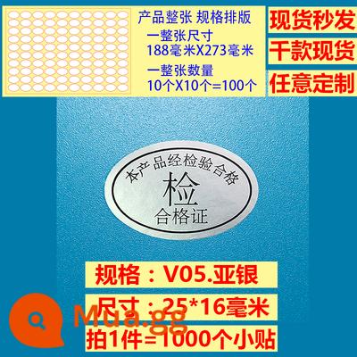 Giấy chứng nhận kiểm định Kiểm định viên QCPASSED sản phẩm đủ tiêu chuẩn nhãn kiểm tra chất lượng laser câm bạc sáng bạc - 5 giấy chứng nhận kiểm định câm bạc 25*16-1000 miếng dán