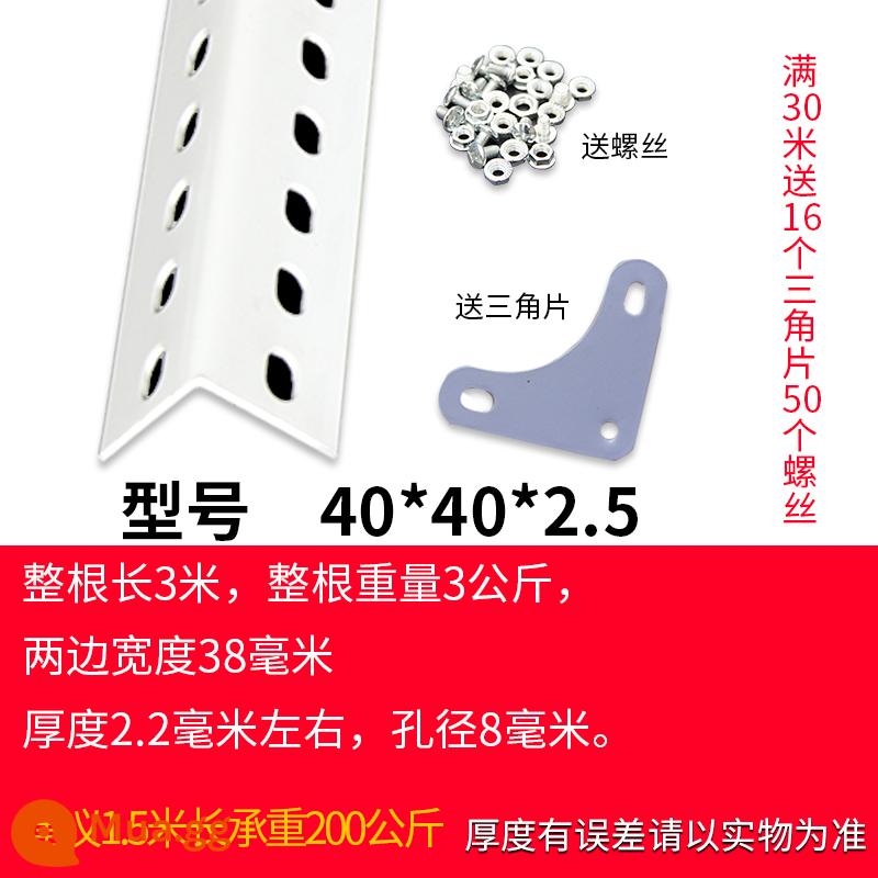 Kệ góc chất liệu thép lắp ráp kho giá kệ đa năng góc sắt thép siêu thị khung sắt tam giác - [Trắng] Giá mẫu 40*40*2.5/mét