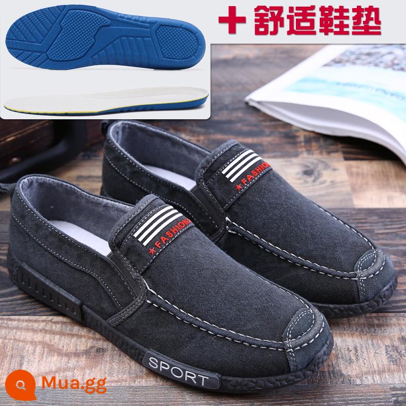 Mùa Xuân Năm 2023 Tất Cả Trận Đấu Nam Giày Vải Slip-on Thể Thao Giày Lười Thoáng Khí Làm Việc giày Chống Trượt - 330 xám + đế thoải mái