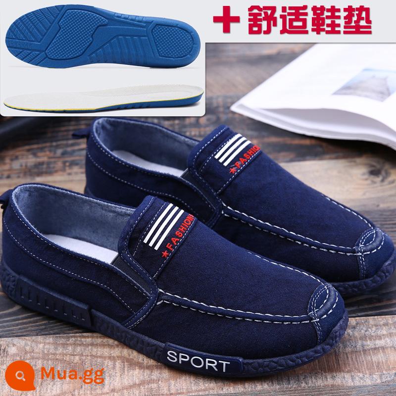 Mùa Xuân Năm 2023 Tất Cả Trận Đấu Nam Giày Vải Slip-on Thể Thao Giày Lười Thoáng Khí Làm Việc giày Chống Trượt - 330 xanh đậm + đế thoải mái