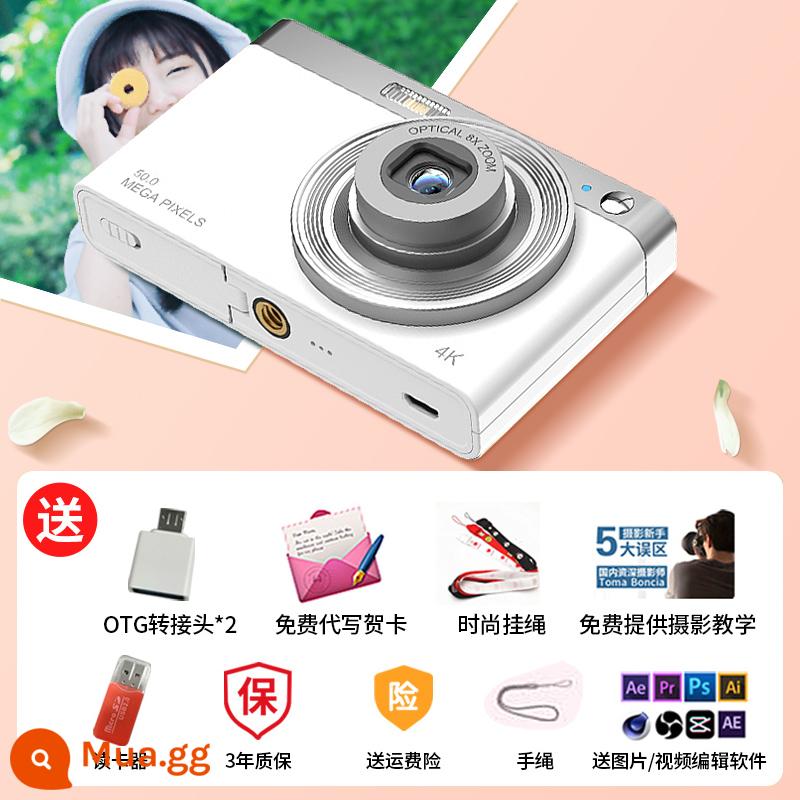 Camera CCD có thể thu hồi học sinh có thể thu vào máy ảnh thẻ cao kỹ thuật số nhập cảnh retro nhập cảnh -cao độ Vlog du lịch giá rẻ - [Space White] 50 triệu pixel - ống kính có thể thu vào - ảnh có thể được chuyển sang điện thoại di động