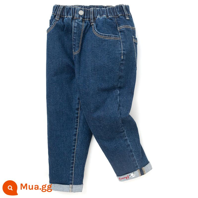 Balabala quần áo trẻ em quần bé trai quần bé gái trẻ em thu đông trẻ em nhung in hình dễ thương - Denim xanh đậm 88301