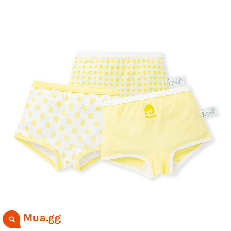 Quần lót nữ Balabala cotton hình tam giác cho trẻ nhỏ và lớn không có kẹp PP bốn góc và ba mảnh - Phim hoạt hình màu vàng và trắng