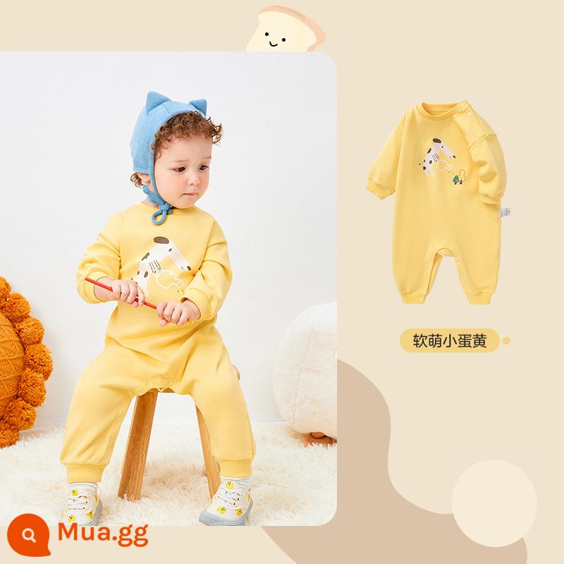 Balabala quần áo trẻ em jumpsuit quần áo mùa thu cho bé đi chơi rắm quần áo rompers rompers 2022 mới đơn giản - Lòng đỏ trứng nhỏ mềm và dễ thương