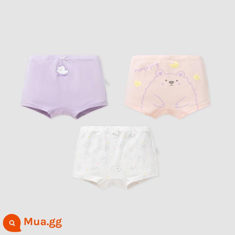 Quần lót nữ Balabala cotton hình tam giác cho trẻ nhỏ và lớn không có kẹp PP bốn góc và ba mảnh - Đỏ tím-đơn giản