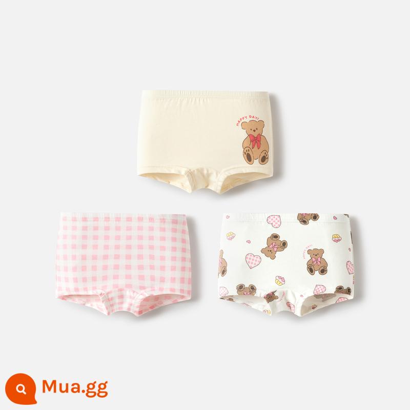 Balabala Quần lót bé trai và bé gái Quần đùi cotton ba gói không véo mông - Tông đỏ trắng 00316-208924170023