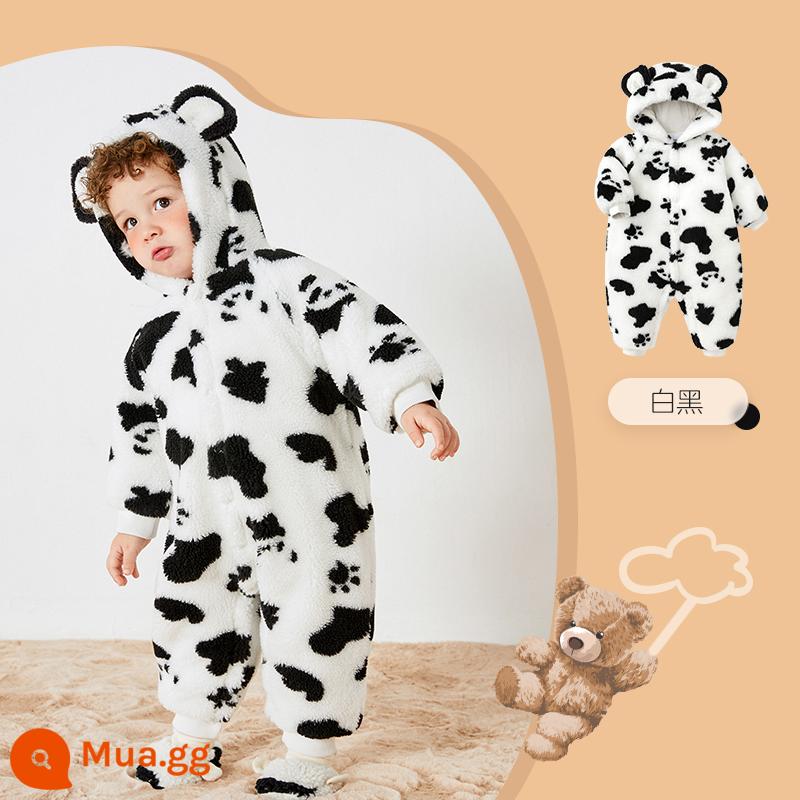 Balabala Jumpsuit quần áo bé thu đông quần áo đi chơi cotton quần áo ôm quần áo leo núi quần áo dày lông cừu cực triều - Gấu trúc dễ thương-00319