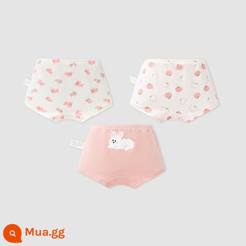 Quần lót nữ Balabala cotton hình tam giác cho trẻ nhỏ và lớn không có kẹp PP bốn góc và ba mảnh - Baihong-thỏ nhỏ