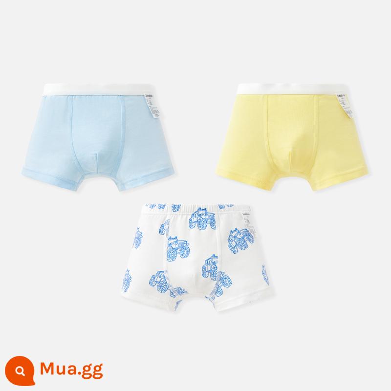 Quần lót balabala bé trai cotton vừa và nhỏ trẻ em boxer quần phẳng quần đùi trẻ em tam giác bé trai ba gói - Jeep trắng và vàng