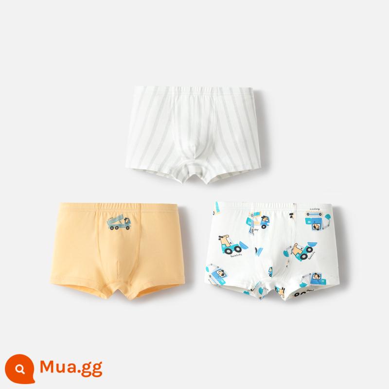 Balabala Quần lót bé trai và bé gái Quần đùi cotton ba gói không véo mông - Tông màu trắng vàng 00313