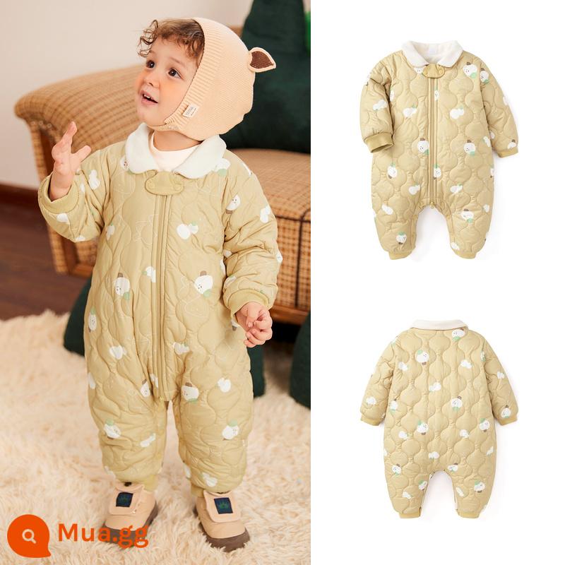 Balabala Jumpsuit Cho Bé Đi Chơi Mùa Thu Đông Quần Áo Cotton 2023 Mới Ôm Quần Áo Và Romper Áo Liền Quần Áo Dày Và Nhung - Tông xanh 00344