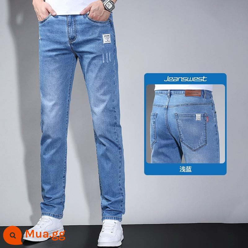 Jeanswest quần jean nam ôm vừa vặn đôi chân nam mùa xuân và mùa thu đàn hồi mùa hè cao cấp quần dài quần dài nam - 823 màu xanh nhạt