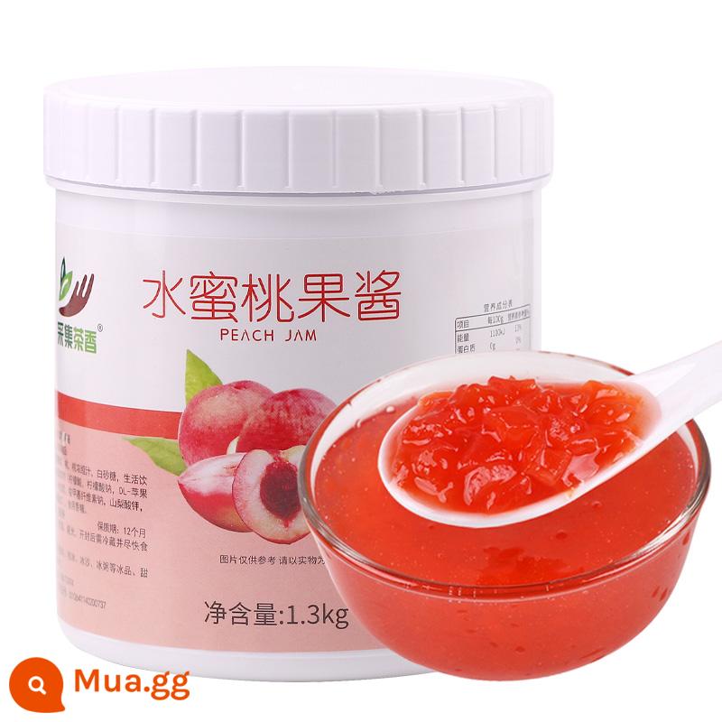 F1.3kg Mứt đào Đào Oolong Crystal Ball Trà hoa quả Cửa hàng nước giải khát Thương mại Nguyên liệu thô Bột hạt Nước sốt - Mứt đào 1.3kg*1 chai