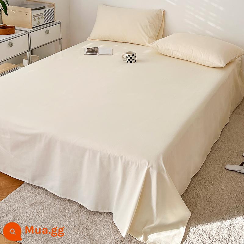 Dày cotton chải ga trải giường đơn mảnh 100 cotton đồng màu ký túc xá sinh viên đơn chăn đôi vỏ gối đơn bộ ba món - CDM Gạo Ngà EM [bông chải dày]