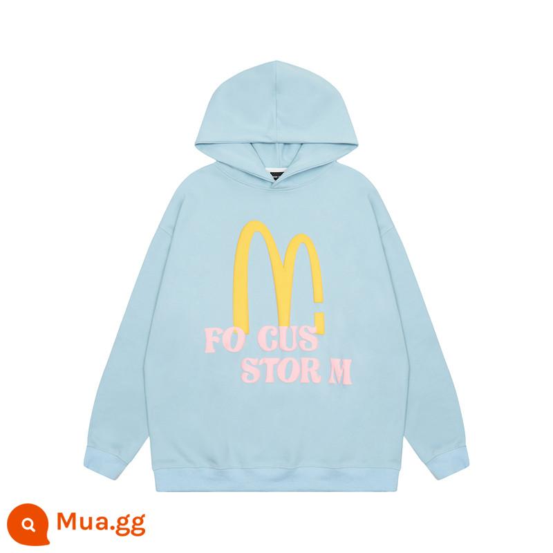 AAXIN Mỹ Retro In Chữ Có Mũ Cho Nữ Thu Đông Hợp Thời Trang Dạo Phố Cao Cấp Cặp Đôi Rời Top Áo hoodie - màu xanh sang trọng