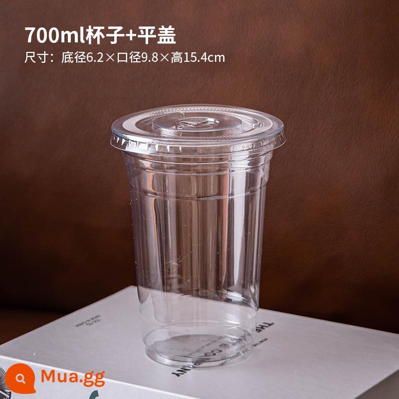 Cà Phê Trà Sữa Nhựa 500Ml Uống Trà Chanh Latte Đóng Gói Dùng Một Lần Bột Đá Lạnh Ly Uống Nước Có Nắp - Cốc 700ml + nắp phẳng