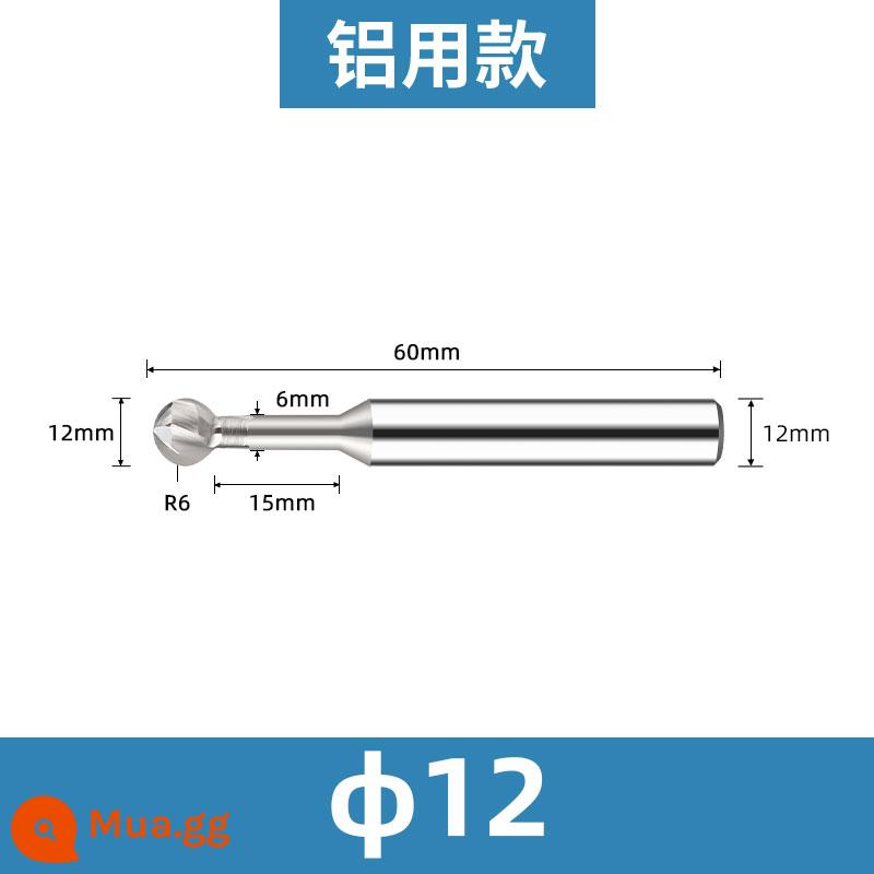 Yongfeng tổng thể dao vòm thép vonfram kẹo mút tráng nhôm với dao bóng vòng cung cacbua tạo thành dao phay đầu bóng - φ12*R6 cho nhôm