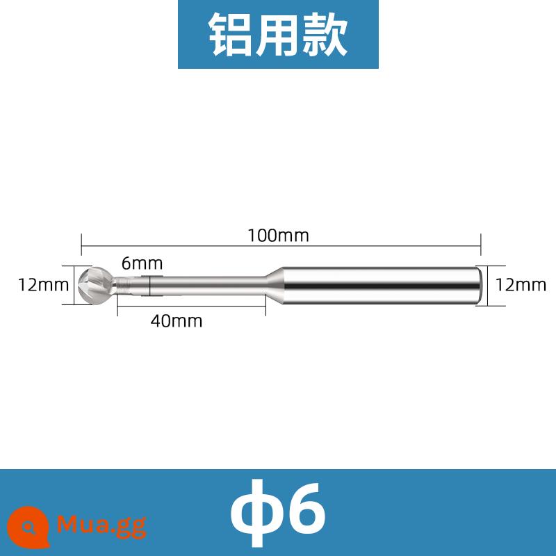 Yongfeng tổng thể dao vòm thép vonfram kẹo mút tráng nhôm với dao bóng vòng cung cacbua tạo thành dao phay đầu bóng - Phần mở rộng nhôm R6*40*D12*100*2T