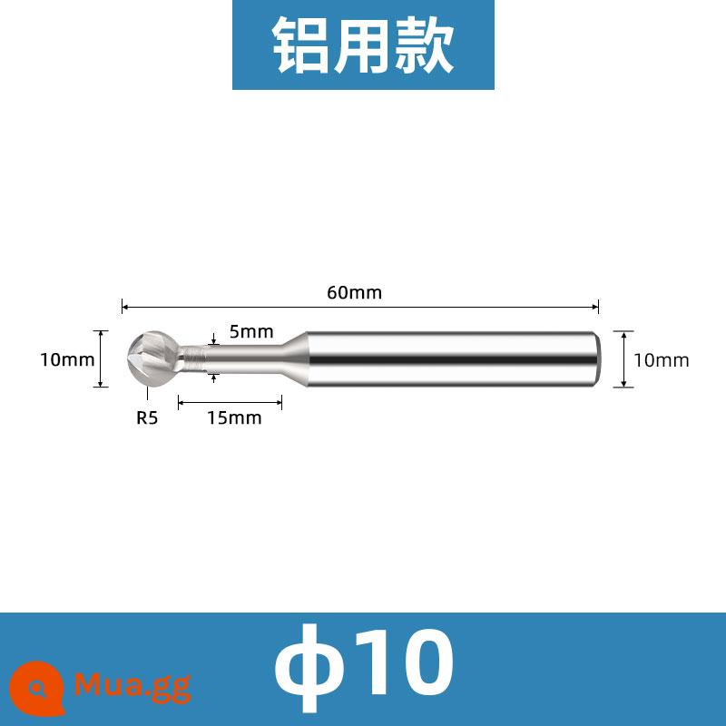 Yongfeng tổng thể dao vòm thép vonfram kẹo mút tráng nhôm với dao bóng vòng cung cacbua tạo thành dao phay đầu bóng - φ10*R5 đối với nhôm