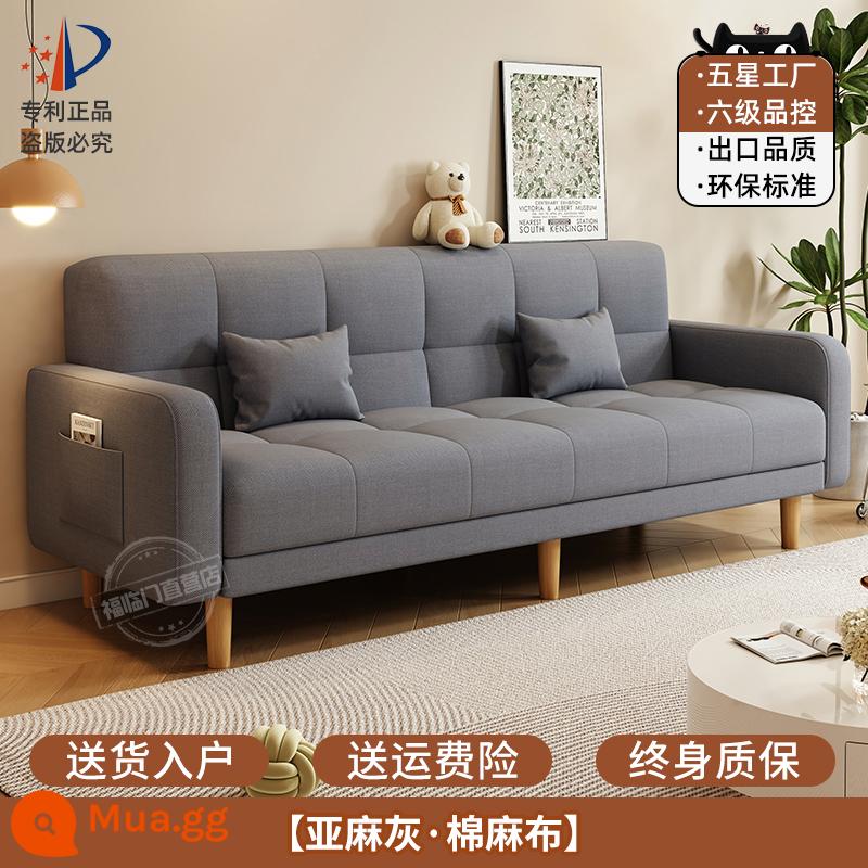 Sofa căn hộ nhỏ phòng khách 2023 mới đơn giản hiện đại ba người thuê phòng vải gấp sofa giường đôi công dụng - Vải cotton và vải lanh màu xám [Bảo hành 10 năm]