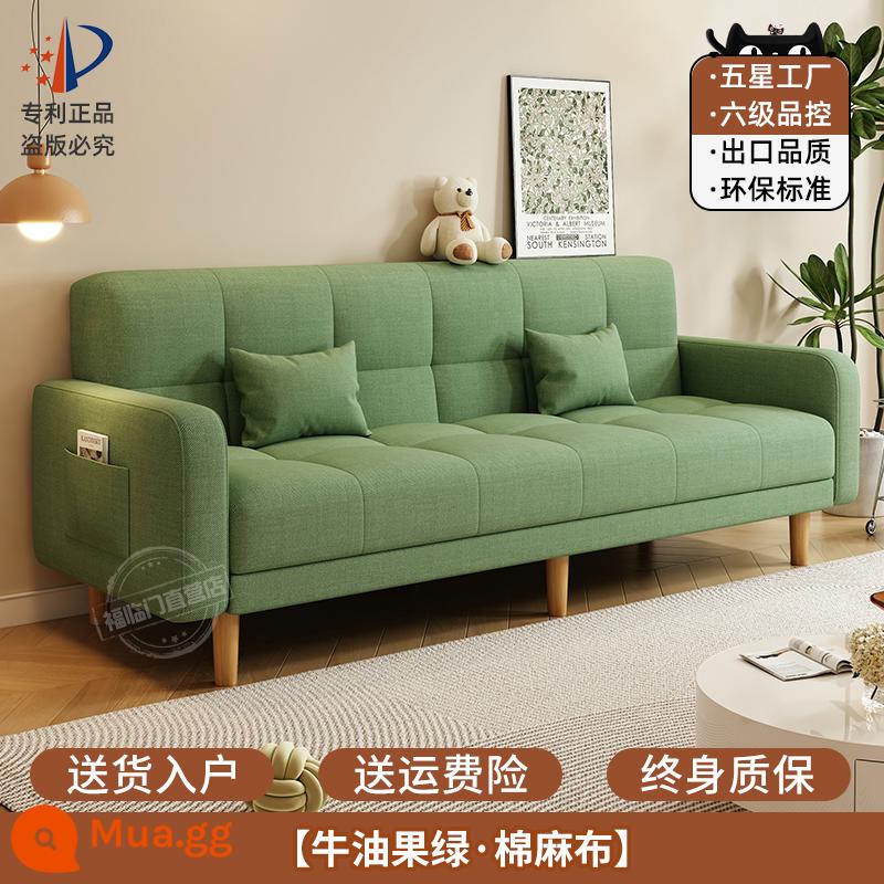 Sofa căn hộ nhỏ phòng khách 2023 mới đơn giản hiện đại ba người thuê phòng vải gấp sofa giường đôi công dụng - Cotton và Linen-Xanh bơ [Kiểm soát chất lượng cấp 6]