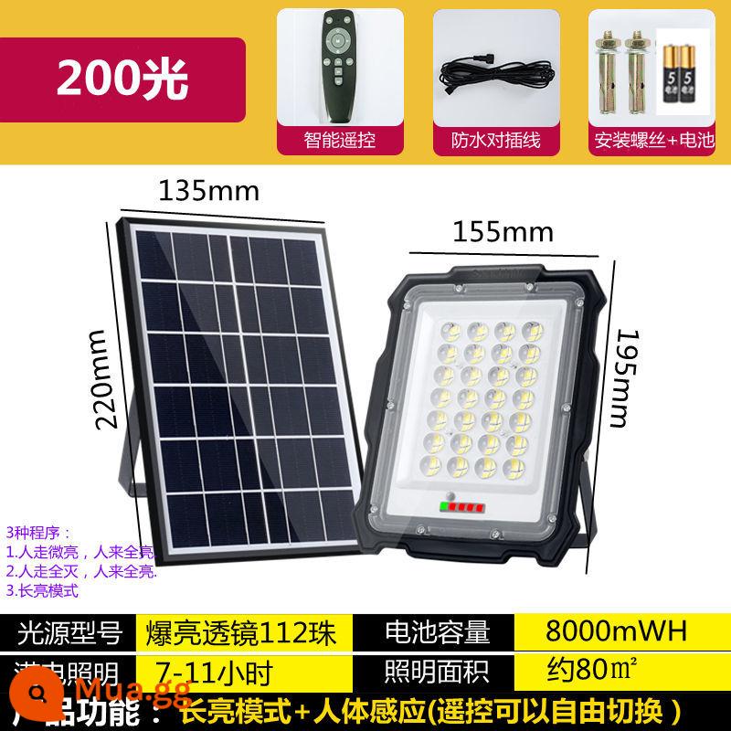 Chống Thấm Nước Đèn Sân Vườn 100W Họ Chiếu Sáng Siêu Sáng Ánh Sáng Ngoài Trời Đèn Đường Bảng Volt Đèn Năng Lượng Mặt Trời Hộ Gia Đình Phát Điện đèn - 200 đèn luôn sáng + cảm biến cơ thể con người