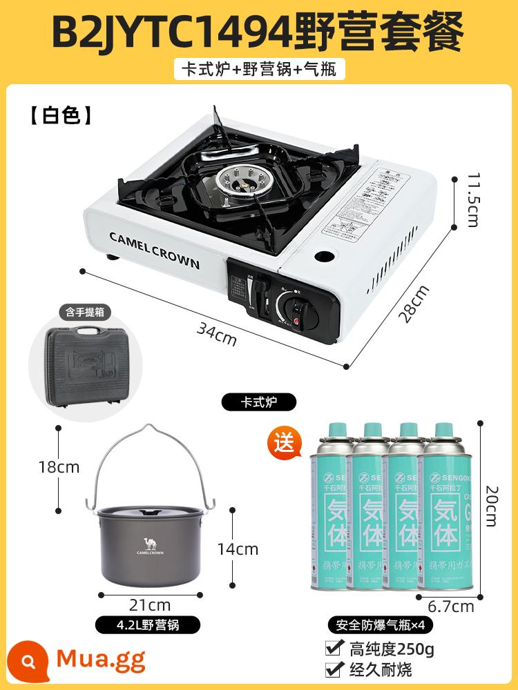 Lạc Đà Cassette Bếp Nồi Hơi Cassette Từ Bếp Bếp Di Động Bình Gas Cắm Trại Ngoài Trời Bếp Gas Cắm Trại Nồi Hơi - ✅[Bộ nồi] Bếp Cassette trắng + Hộp đựng + Bình gas*4 + Nồi cắm trại 4.2L, Khuyến nghị Lẩu B2JYTC1494