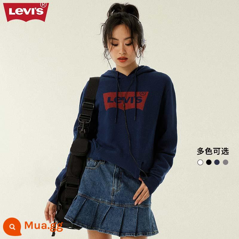 Levi'sLevi's Nam Hoodie Oversize Rớt Vai Cặp Đôi Đầm LOGO Cổ Điển Hàng Đầu Mùa Xuân Và Mùa Thu - 0007 Mũ trùm đầu màu xanh hải quân