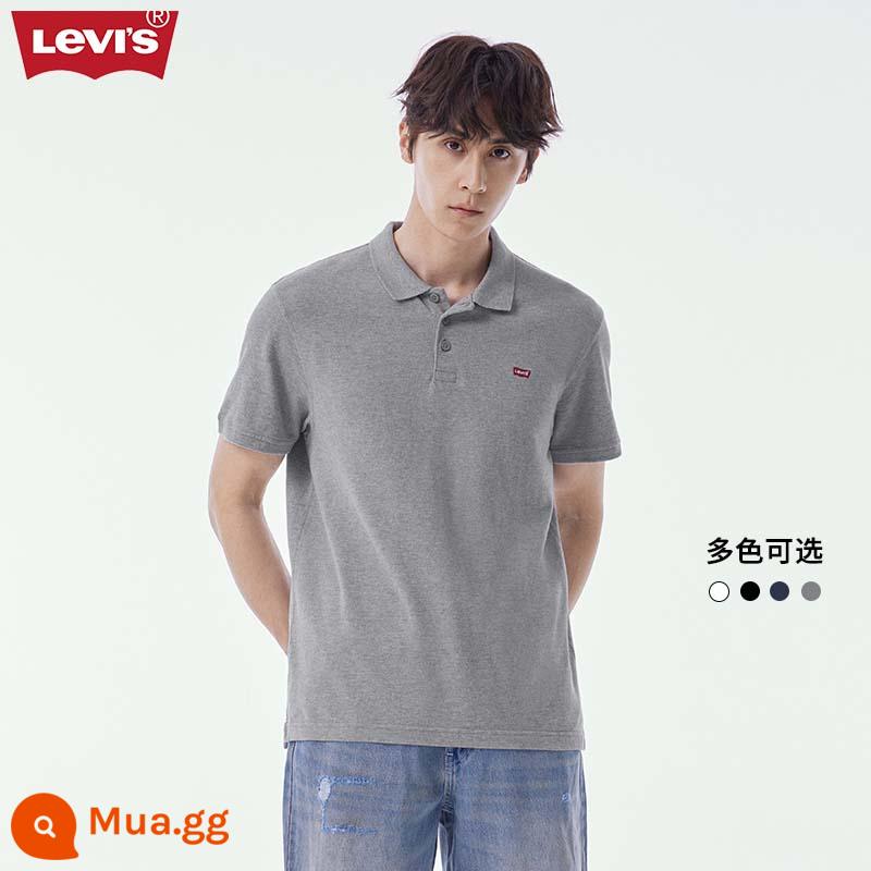 Levi'sÁo sơ mi polo trắng nam của Levi's 23 mùa hè cặp đôi phong cách retro Mỹ xu hướng áo phông ngắn tay trung tính - xám