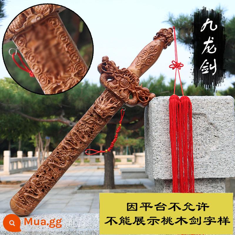 Chuẩn bị tự nhiên Peach Peach Sword Sword Ornament Nữ trẻ em Peach Wood Sword Sword Boy Mặt dây chuyền cửa hàng hàng đầu Cửa hàng Magic Magic - Thanh kiếm Cửu Long 60CM (Gỗ đào đích thực được chạm khắc tinh xảo) Hỗ trợ thẩm định